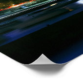 夜のシカゴのダウンタウンのスカイライン ポスター (角)