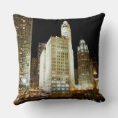夜のシカゴの有名な陸標 クッション (裏面)