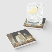 夜のシカゴの有名な陸標 ストーンコースター (横)