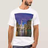 夜のシカゴ イリノイ州 Tシャツ (正面)