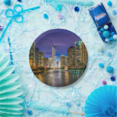 夜のシカゴ・イリノイ ペーパープレート (パーティー)