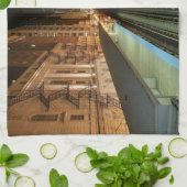 夜のシカゴ「L」場所 キッチンタオル (折り畳み)