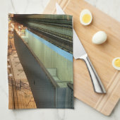 夜のシカゴ「L」場所 キッチンタオル (四つ折り)