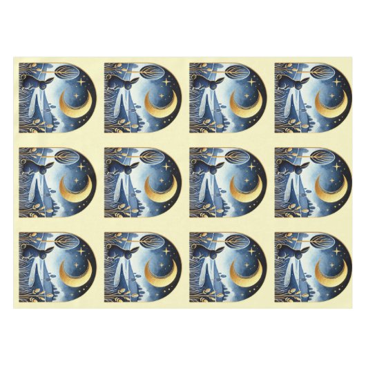 夜のシーンで海軍のイースターバニー テーブルクロス (正面(横))