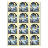 夜のシーンで海軍のイースターバニー テーブルクロス (正面)