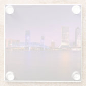 夜のジャクソンビルフロリダのスカイライン ガラスコースター (裏面)