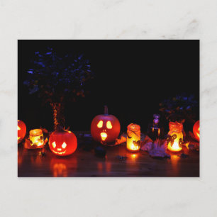 夜のジャック・オ・ランタン怖いハロウィーン ポストカード