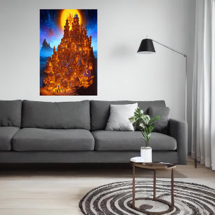 夜のジンジャーブレッド村   AI Art ポスター