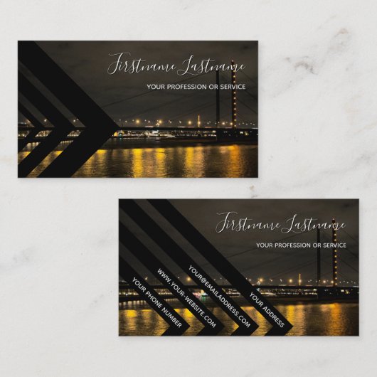 夜のスカイライン橋の黒い三角形 名刺 (正面/裏面)