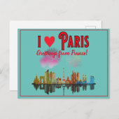 夜のスカイライン花火でパリからのご挨拶 シーズンポストカード (正面/裏面)