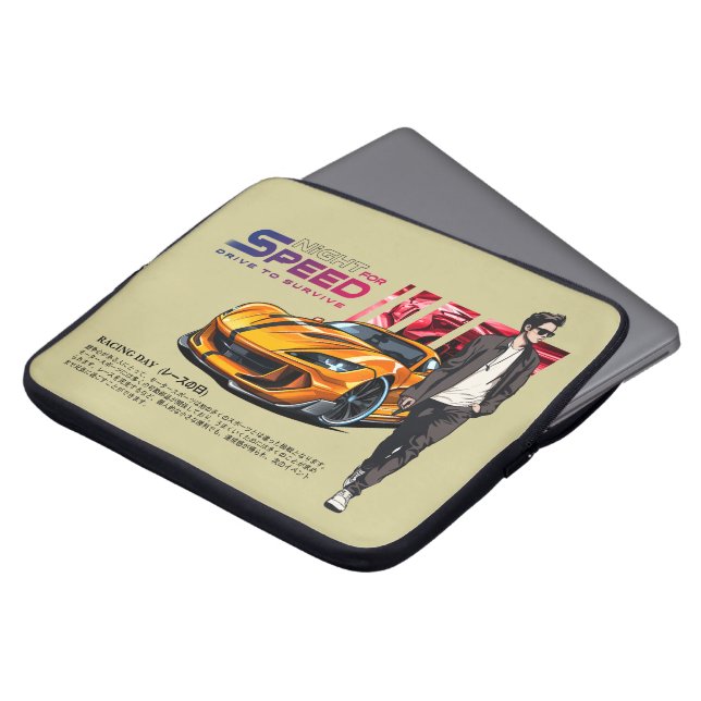 夜のスピード | 15" ラップトップスリーブ (正面上部)