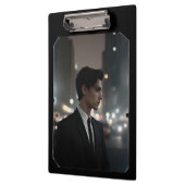 夜のスーツに謎の男 – シネマティックな都市 クリップボード (左)