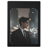 夜のスーツに謎の男 – シネマティックな都市 クリップボード (裏面)