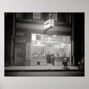 夜のダイナー、1940年。ヴィンテージ写真 ポスター