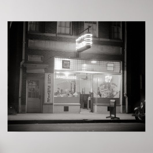 夜のダイナー、1940年。ヴィンテージ写真 ポスター (正面)