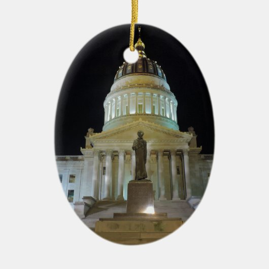 夜のチャールストンの国会議事堂 セラミックオーナメント (正面)