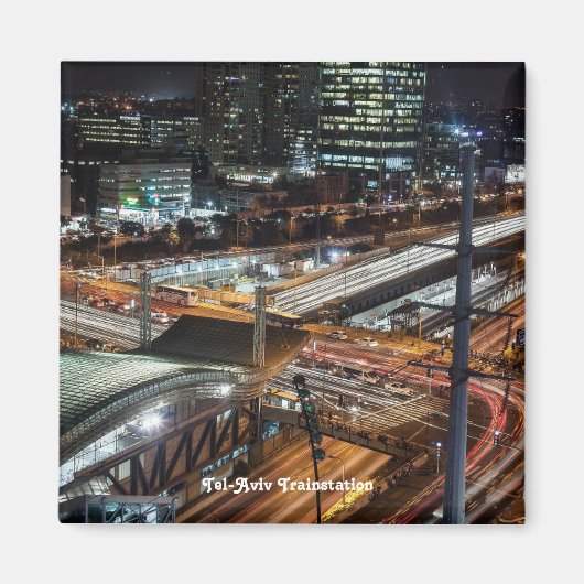 夜のテルアビブ駅 イスラエル マグネット (正面)