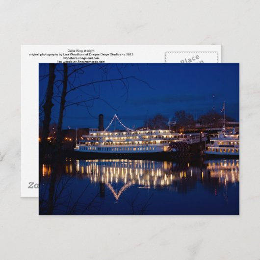 夜のデルタキング – カリフォルニア州サクラメント ポストカード (正面/裏面)