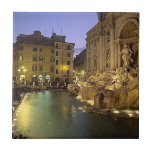 夜のトレヴィの泉 ローマ ラツィオ州 イタリア タイル (正面)