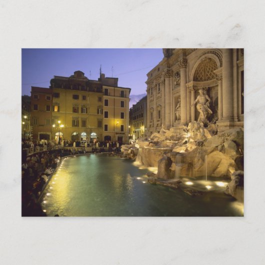 夜のトレヴィの泉 ローマ ラツィオ州 イタリア ポストカード (正面)