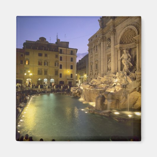 夜のトレヴィの泉 ローマ ラツィオ州 イタリア マグネット (正面)