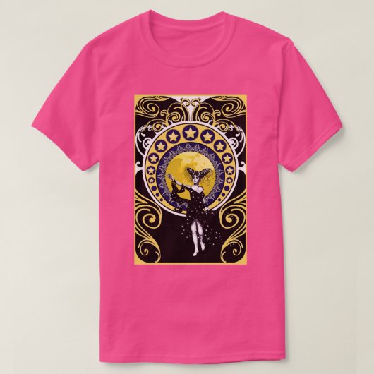 夜のニックスの女神アールヌーボー Tシャツ (デザイン正面)