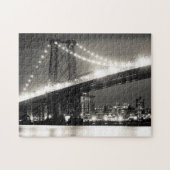 夜のニューヨークシティのウィリアムズバーグ橋 ジグソーパズル (横)