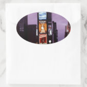 夜のニューヨーク・タイムズ・スクエアのトラフィック 楕円形シール (バッグ)