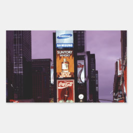 夜のニューヨーク・タイムズ・スクエアのトラフィック 長方形シール