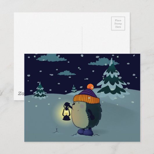 夜のハリネズミ ポストカード (正面/裏面)