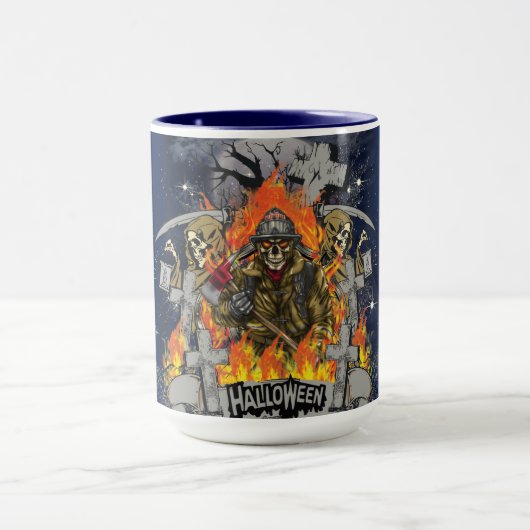 夜のハロウィンマグの怖いスケルトン マグカップ (中央)