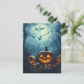 夜のハロウィーンのグリーティングカードによるカボチャ ポストカード (スタンド正面)