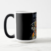 夜のハロウィーンの怖いスケルトン モーフィングマグカップ (左)