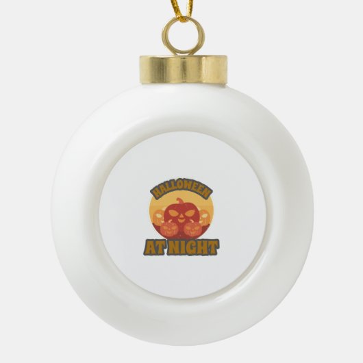 夜のハロウィーン セラミックボールオーナメント (正面)