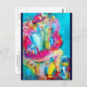 夜のハーモニカ奏者 水彩画 ポストカード (正面/裏面)