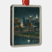 夜のバッファローのスカイラインの眺め メタルオーナメント (右)