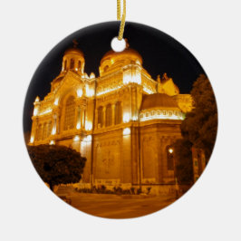 夜のバルナのカテドラル セラミックオーナメント