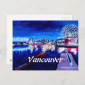 夜のバンクーバーのスカイライン ポストカード (正面/裏面)