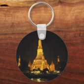夜のバンコクのWat Arunの寺院 キーホルダー (正面)