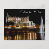 夜のパルマ・デ・マヨルカ大聖堂 – スペイン ポストカード (正面)