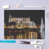 夜のパルマ・デ・マヨルカ大聖堂 – スペイン 薄葉紙 (クラフト)