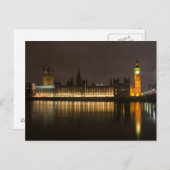 夜のビッグベンそして議会 ポストカード (正面/裏面)