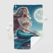 夜のビーチの人魚 ゴルフタオル (インサイチュ)