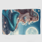 夜のビーチの人魚 ゴルフタオル (横)
