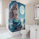 夜のビーチの人魚 シャワーカーテン (インサイチュ)