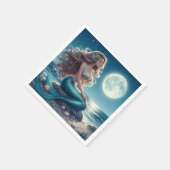 夜のビーチの人魚 スタンダードカクテルナプキン (角)