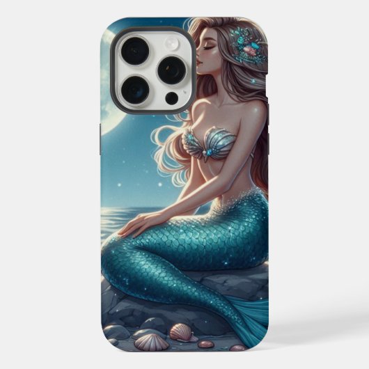 夜のビーチの人魚 iPhoneケース (裏面)