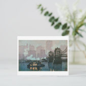 夜のピッツバーグ、吉田博、ウッドカット ポストカード (スタンド正面)