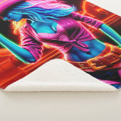 夜のピンクの帽子の電気ネオン農場の女の子 シェルパブランケット (3/4)