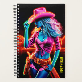 夜のピンクの帽子の電気ネオン農場の女の子 プランナー手帳